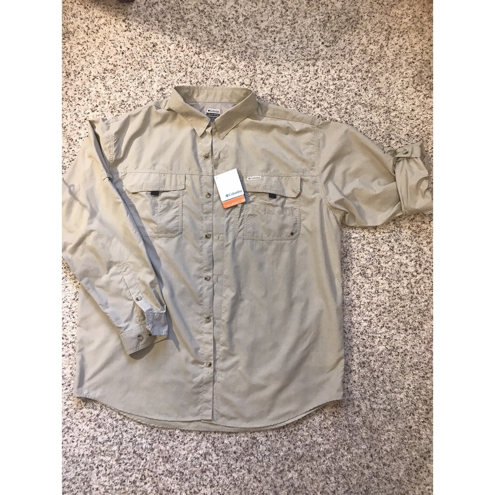 Columbia PFG‎ Men's Performance Fishing Gear Vented Long Sleeve Shirt  Chaki XXL